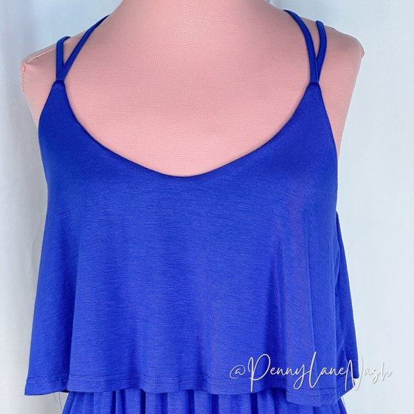 NWT Blu Ivy Kelly Strappy Back Jersey Maxi Dress Blue - Picture 6 of 14